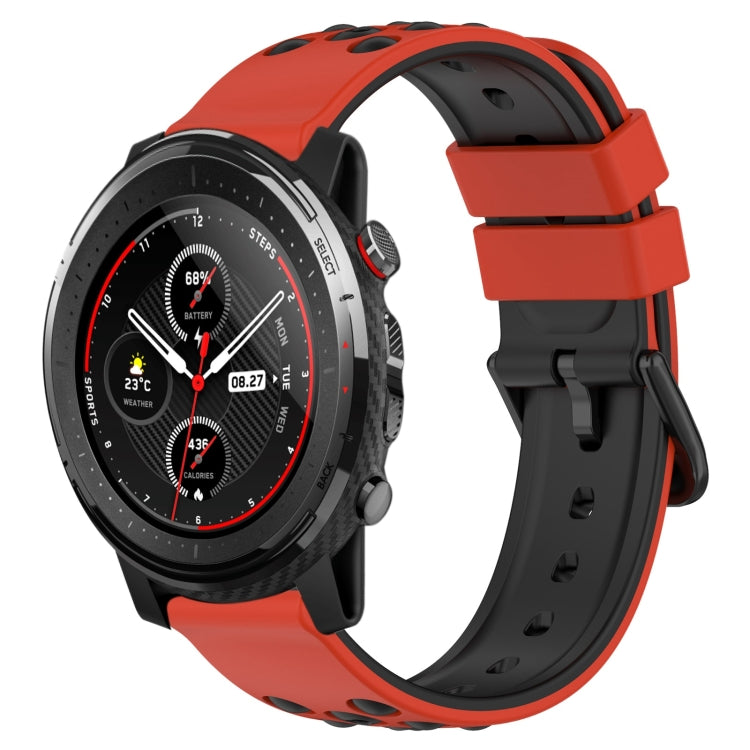 22mm Two-Color Porous Silicone Watch Band, For Amazfit 3, For Amazfit GTR 47mm