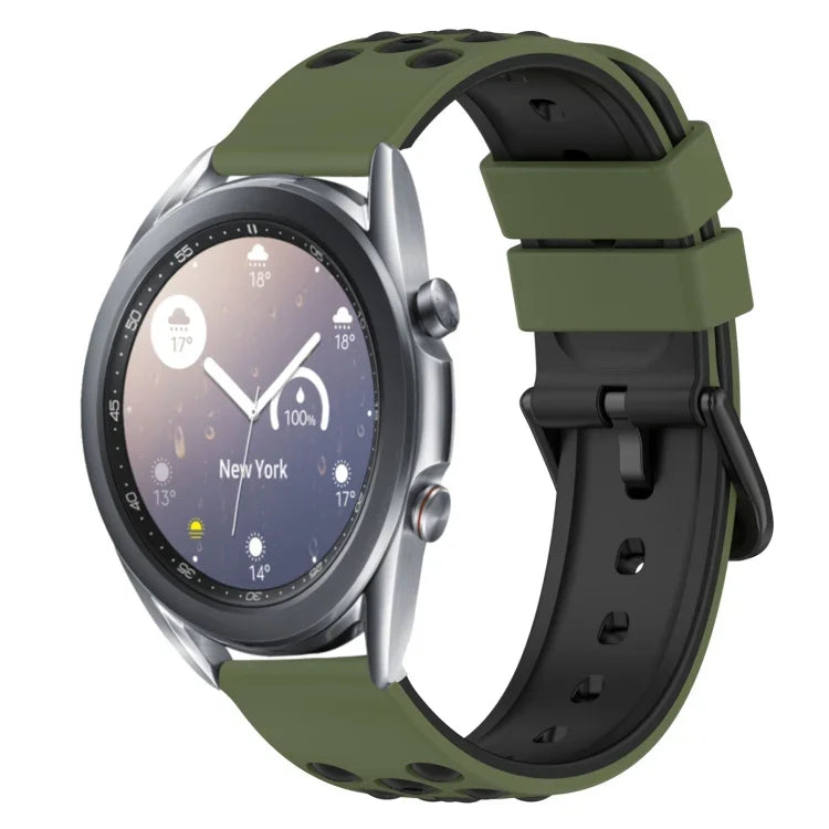 22mm Two-Color Porous Silicone Watch Band, For Samsung Galaxy Watch3 45mm, For Samsung Galaxy Watch 46mm, For Samsung Gear S3 Classic, For Samsung Gear S3 Frontier