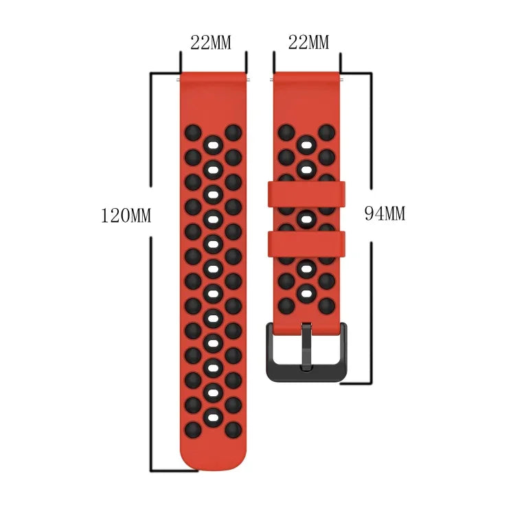 22mm Two-Color Porous Silicone Watch Band, For Samsung Galaxy Watch3 45mm, For Samsung Galaxy Watch 46mm, For Samsung Gear S3 Classic, For Samsung Gear S3 Frontier