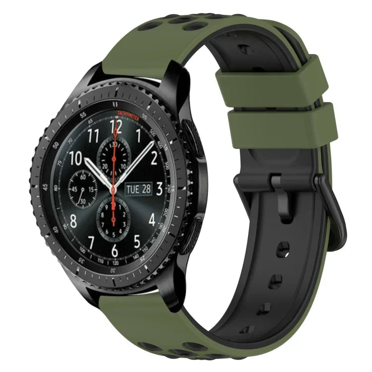 22mm Two-Color Porous Silicone Watch Band, For Samsung Galaxy Watch3 45mm, For Samsung Galaxy Watch 46mm, For Samsung Gear S3 Classic, For Samsung Gear S3 Frontier