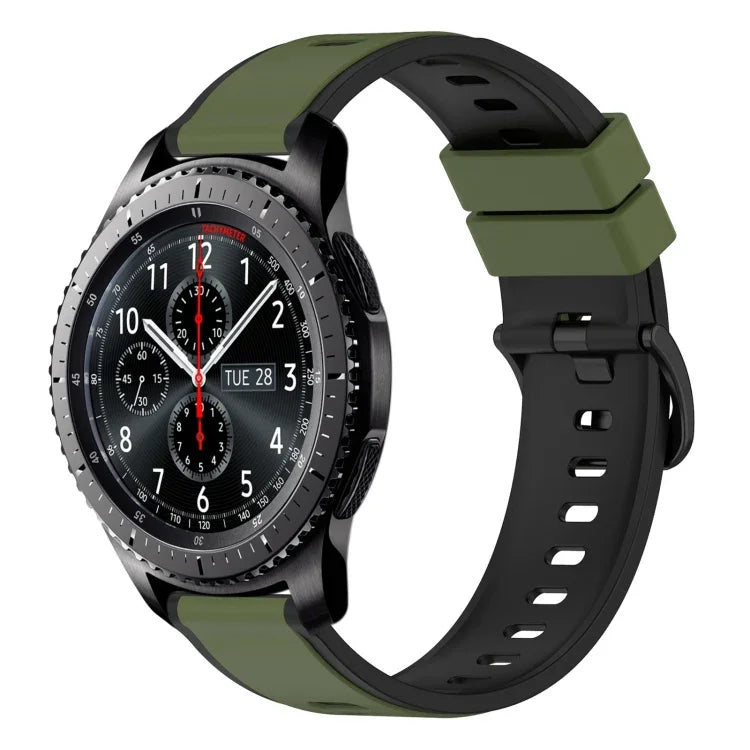22mm Two-Color Silicone Watch Band, For Samsung Galaxy Watch3 45mm, For Samsung Galaxy Watch 46mm, For Samsung Gear S3 Classic, For Samsung Gear S3 Frontier