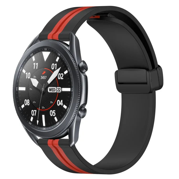22mm Folding Magnetic Clasp Silicone Watch Band, For Samsung Galaxy Watch3 45mm, For Samsung Galaxy Watch 46mm, For Samsung Gear S3 Classic, For Samsung Gear S3 Frontier