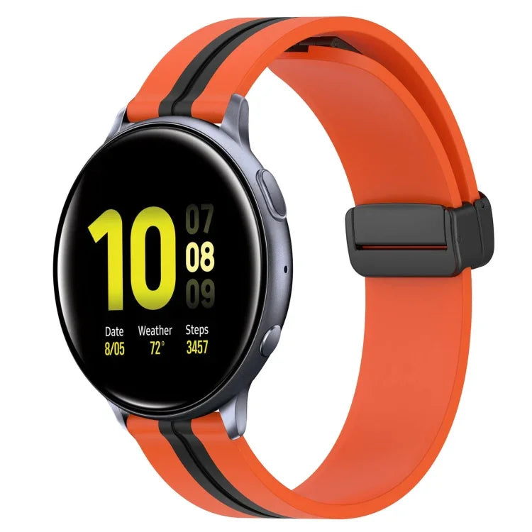 20mm Folding Magnetic Clasp Silicone Watch Band, For Samsung Galaxy Watch Active 2 40mm, For Samsung Galaxy Watch Active 2 44mm, For Samsung Galaxy Watch 42mm