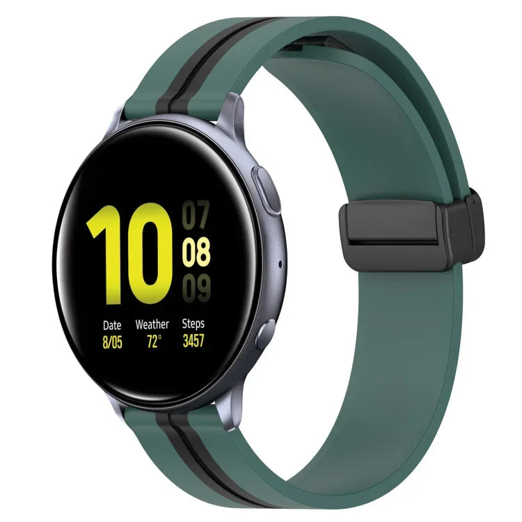 20mm Folding Magnetic Clasp Silicone Watch Band, For Samsung Galaxy Watch Active 2 40mm, For Samsung Galaxy Watch Active 2 44mm, For Samsung Galaxy Watch 42mm