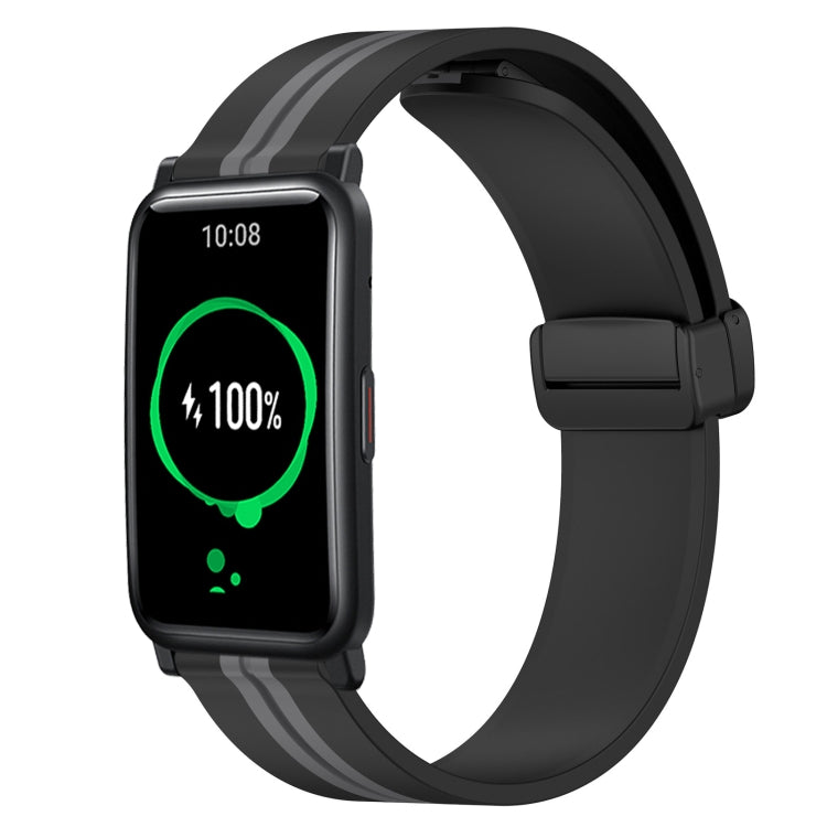20mm Folding Magnetic Clasp Silicone Watch Band, For Honor Watch ES, For Honor MagicWatch2 42mm