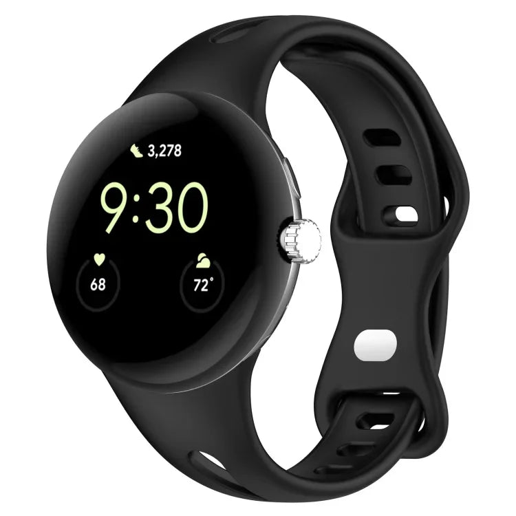 Water Drop Slimming Butterfly Button Solid Silicone Band, For Google Pixel Watch 4 / 3 / 2 / 1 41mm