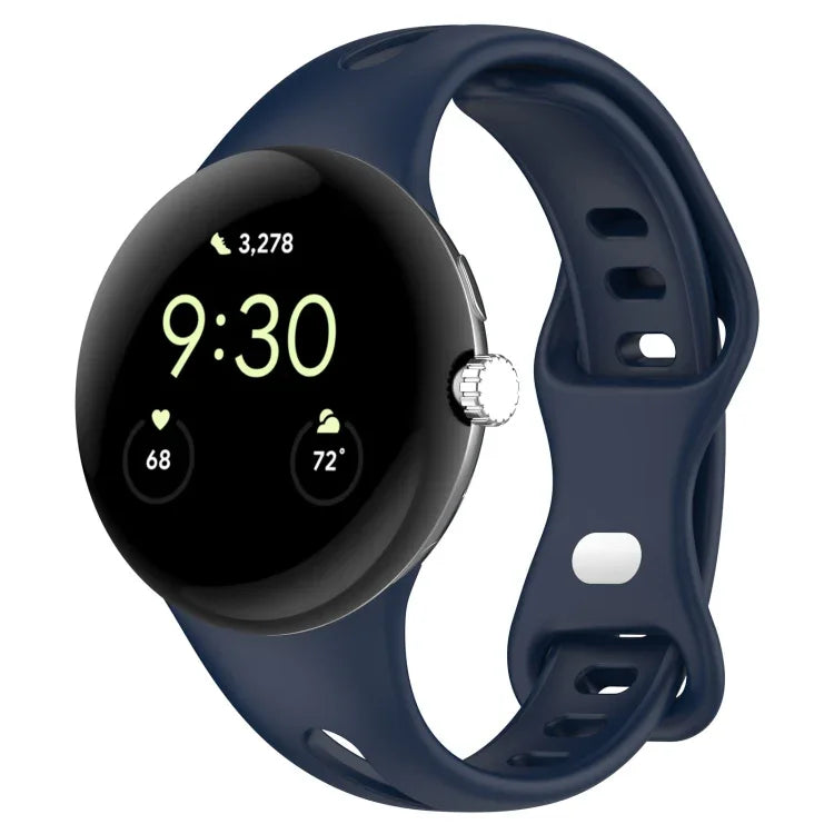 Water Drop Slimming Butterfly Button Solid Silicone Band, For Google Pixel Watch 4 / 3 / 2 / 1 41mm