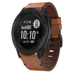 22mm Leather Steel Buckle Watch Band, For Garmin Fenix 5 Plus, For Garmin Instinct