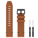 22mm Leather Steel Buckle Watch Band, For Garmin Fenix 5 Plus, For Garmin Instinct