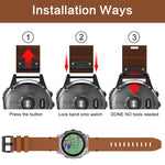 22mm Leather Steel Buckle Watch Band, For Garmin Fenix 5 Plus, For Garmin Instinct