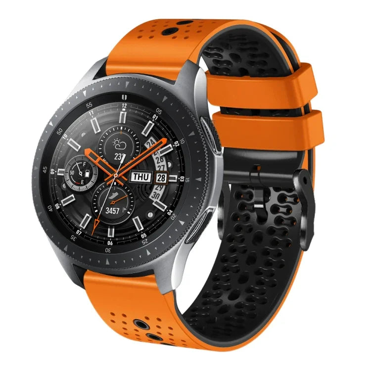 22mm Perforated Two-Color Silicone Watch Band, For Samsung Galaxy Watch3 45mm, For Samsung Galaxy Watch 46mm, For Samsung Gear S3 Classic, For Samsung Gear S3 Frontier