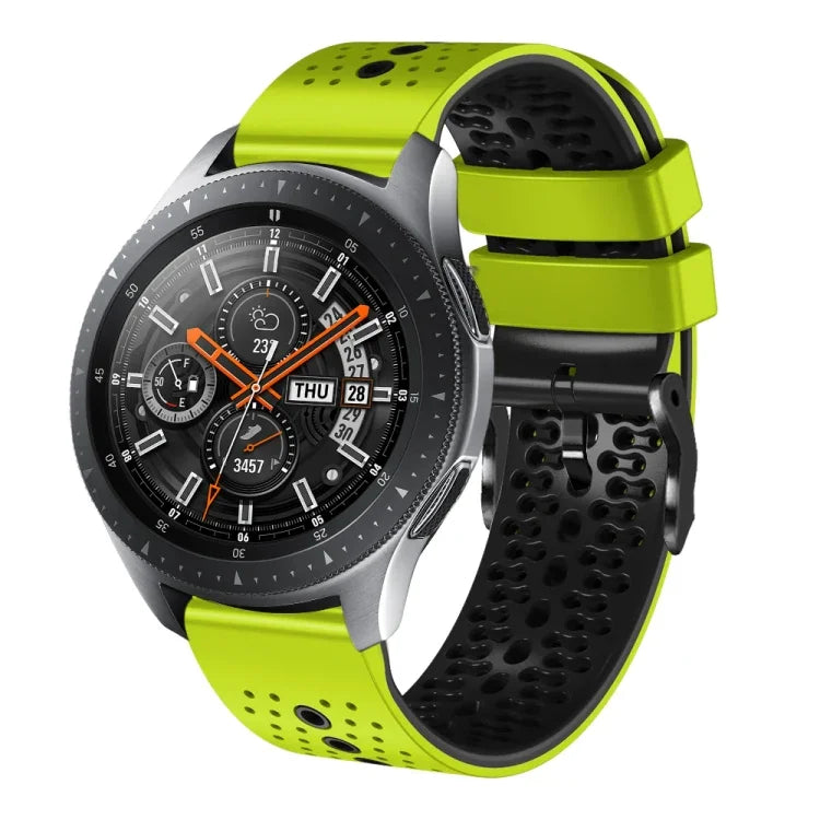 22mm Perforated Two-Color Silicone Watch Band, For Samsung Galaxy Watch3 45mm, For Samsung Galaxy Watch 46mm, For Samsung Gear S3 Classic, For Samsung Gear S3 Frontier