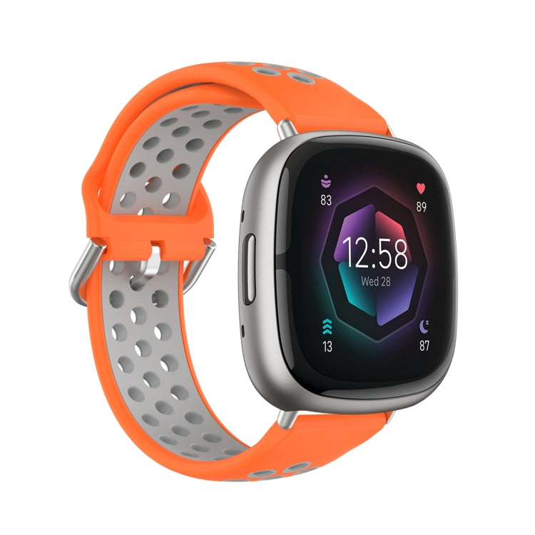 Two-Color Perforated Breathable Silicone Watch Band, For Fitbit Sense