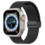 Magnetic Black Buckle Smooth Silicone Watch Band, For Apple Watch Ultra 49mm, For Apple Watch Series 8&7 45mm, For Apple Watch Series 8&7 41mm