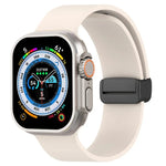 Magnetic Black Buckle Smooth Silicone Watch Band, For Apple Watch Ultra 49mm, For Apple Watch Series 8&7 45mm, For Apple Watch Series 8&7 41mm