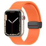 Magnetic Black Buckle Smooth Silicone Watch Band, For Apple Watch Ultra 49mm, For Apple Watch Series 8&7 45mm, For Apple Watch Series 8&7 41mm