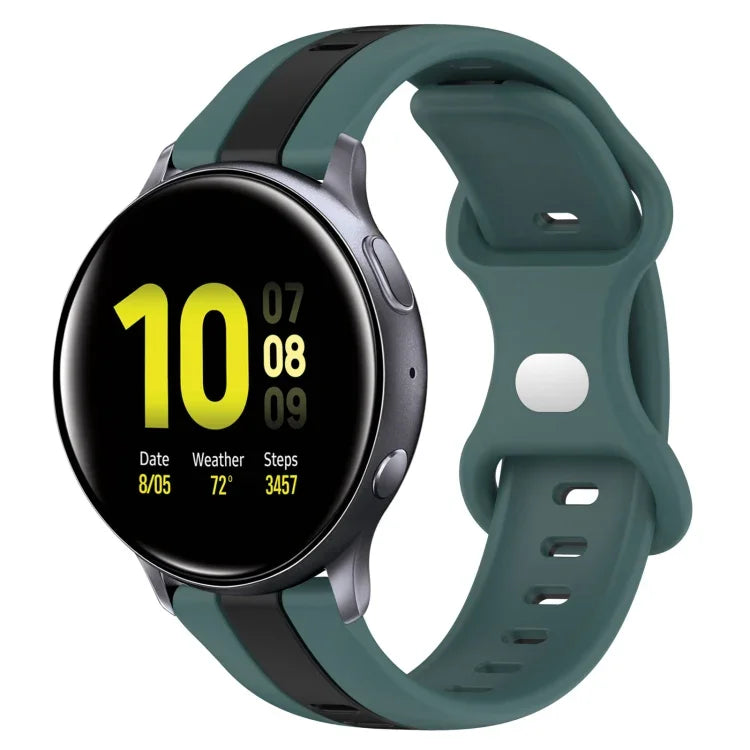 20mm Butterfly Buckle Two-Color Silicone Watch Band, For Samsung Galaxy Watch Active 2 44mm, For Samsung Galaxy Watch 42mm