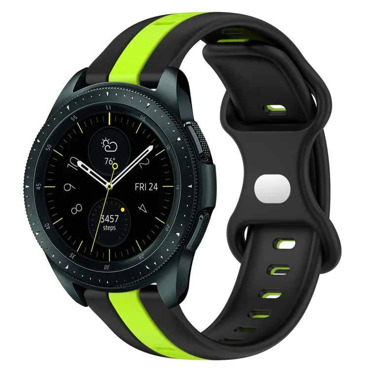 20mm Butterfly Buckle Two-Color Silicone Watch Band, For Samsung Galaxy Watch Active 2 44mm, For Samsung Galaxy Watch 42mm