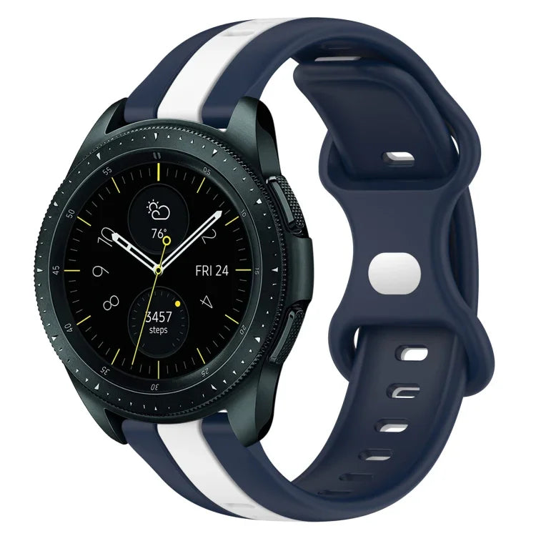 20mm Butterfly Buckle Two-Color Silicone Watch Band, For Samsung Galaxy Watch Active 2 44mm, For Samsung Galaxy Watch 42mm