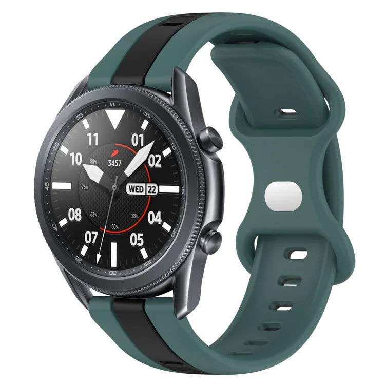 22mm Butterfly Buckle Two-Color Silicone Watch Band, For Samsung Galaxy Watch3 45mm, For Samsung Galaxy Watch 46mm, For Samsung Gear S3 Classic, For Samsung Gear S3 Frontier