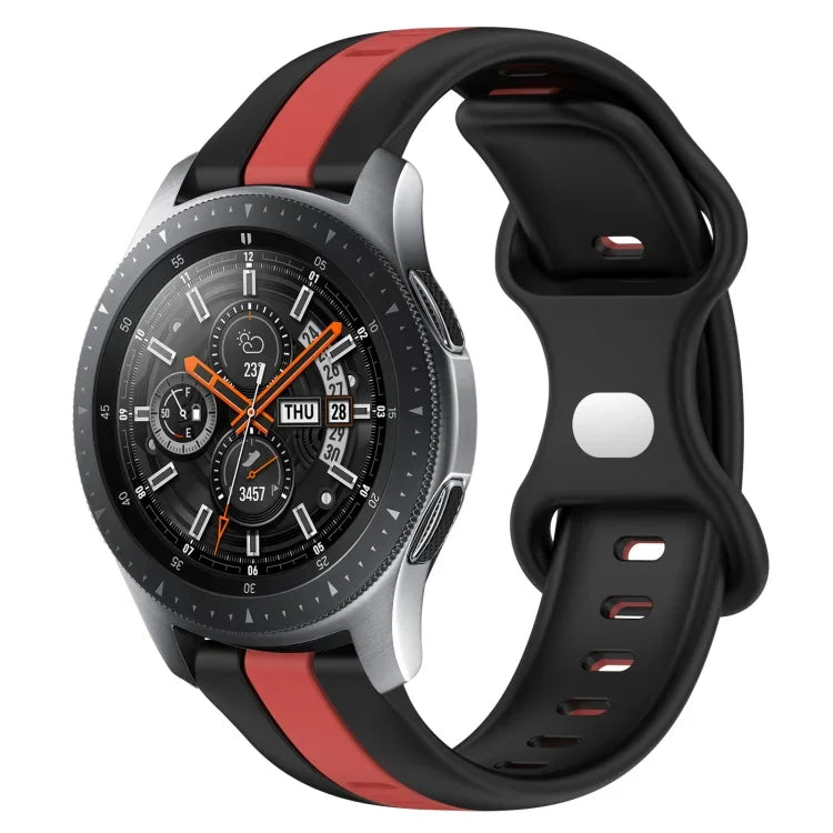 22mm Butterfly Buckle Two-Color Silicone Watch Band, For Samsung Galaxy Watch3 45mm, For Samsung Galaxy Watch 46mm, For Samsung Gear S3 Classic, For Samsung Gear S3 Frontier