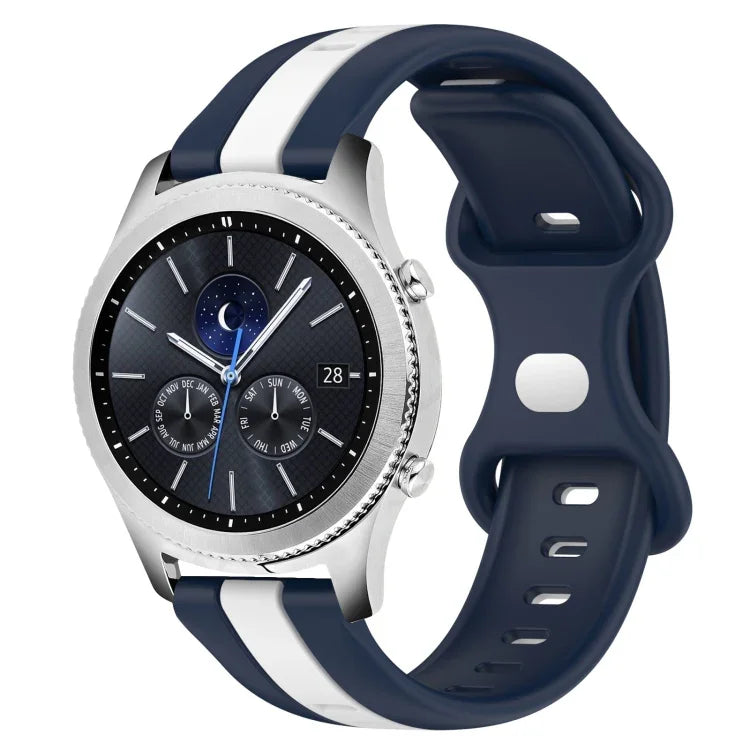 22mm Butterfly Buckle Two-Color Silicone Watch Band, For Samsung Galaxy Watch3 45mm, For Samsung Galaxy Watch 46mm, For Samsung Gear S3 Classic, For Samsung Gear S3 Frontier