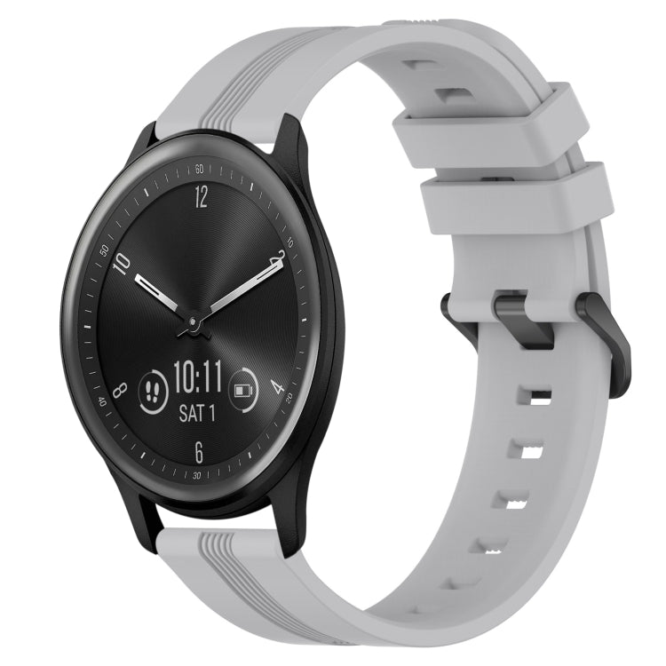 20mm Concave Striped Slicone Watch Band, For Garmin Vivomove Sport, For Garmin Venu 2 Plus, For Garmin Approach S40, For Garmin Forerunner 158