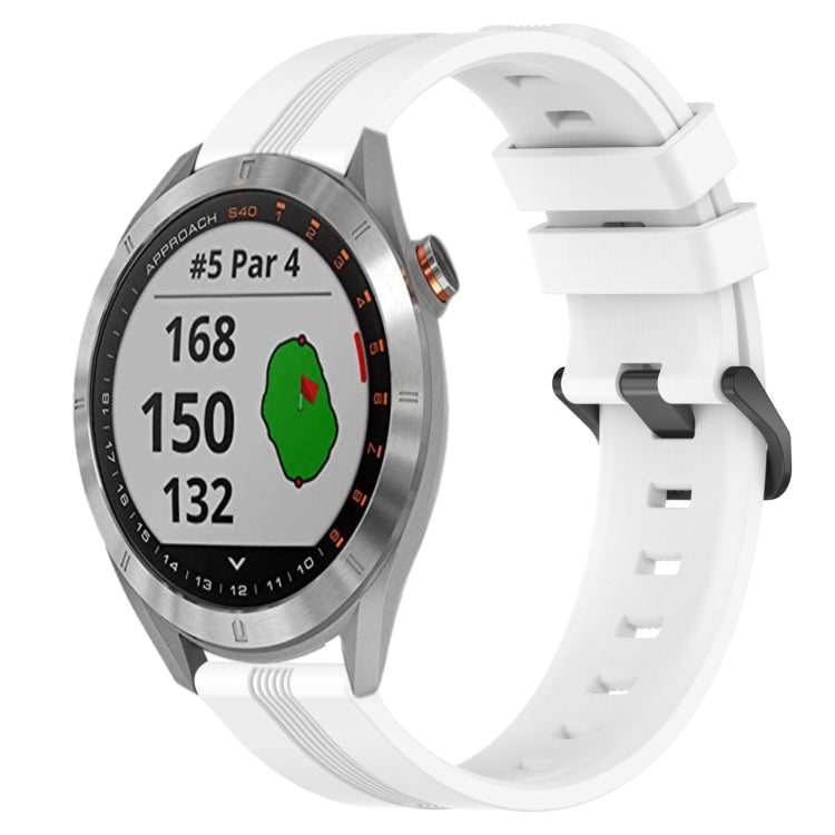 20mm Concave Striped Slicone Watch Band, For Garmin Vivomove Sport, For Garmin Venu 2 Plus, For Garmin Approach S40, For Garmin Forerunner 158