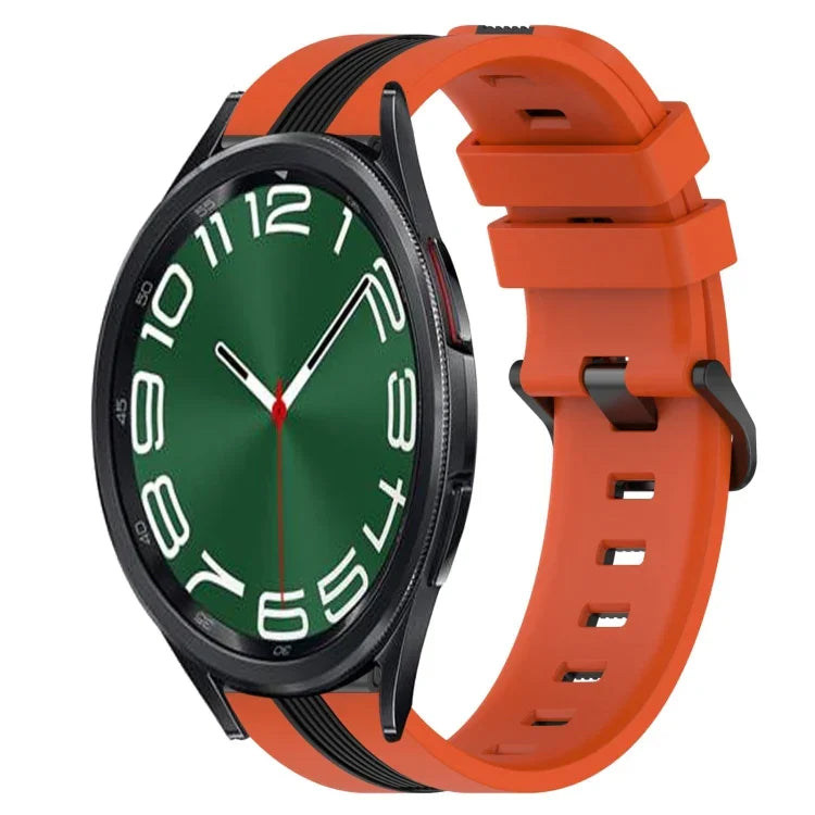 20mm Vertical Two-Color Silicone Watch Band, For Samsung Galaxy Watch 6 40mm, For Samsung Galaxy Watch 6 Classic 43mm