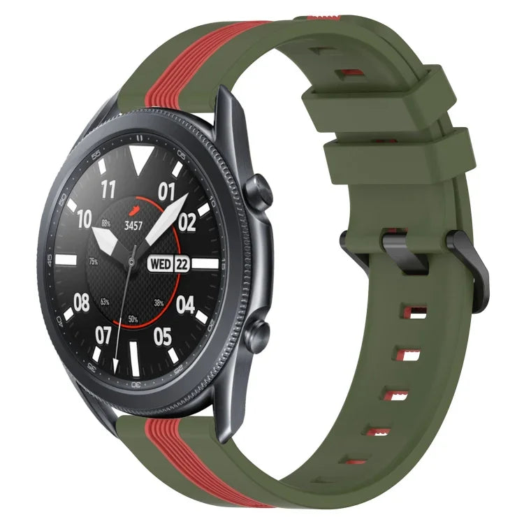 22mm Vertical Two-Color Silicone Watch Band, For Samsung Galaxy Watch3 45mm, For Samsung Galaxy Watch 46mm, For Samsung Gear S3 Classic, For Samsung Gear S3 Frontier