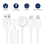 For Apple Watch Series & iPhone & Phone with Type-C Port 3 in 1 USB Magnetic Charging Cable 4ft/1.2m, DS-XB017