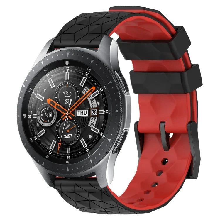 22mm Football Pattern Two-Color Silicone Watch Band, For Samsung Galaxy Watch3 45mm, For Samsung Galaxy Watch 46mm, For Samsung Gear S3 Classic, For Samsung Gear S3 Frontier