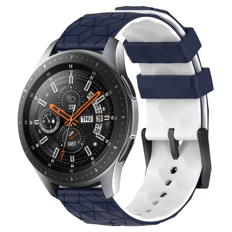 22mm Football Pattern Two-Color Silicone Watch Band, For Samsung Galaxy Watch3 45mm, For Samsung Galaxy Watch 46mm, For Samsung Gear S3 Classic, For Samsung Gear S3 Frontier