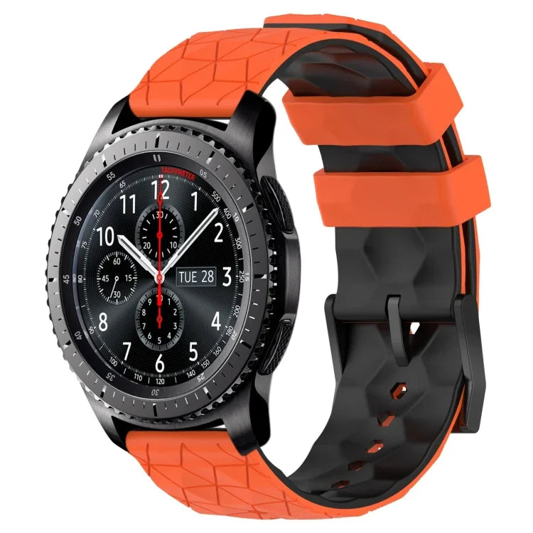 22mm Football Pattern Two-Color Silicone Watch Band, For Samsung Galaxy Watch3 45mm, For Samsung Galaxy Watch 46mm, For Samsung Gear S3 Classic, For Samsung Gear S3 Frontier