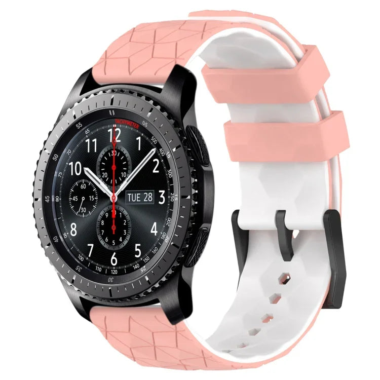 22mm Football Pattern Two-Color Silicone Watch Band, For Samsung Galaxy Watch3 45mm, For Samsung Galaxy Watch 46mm, For Samsung Gear S3 Classic, For Samsung Gear S3 Frontier