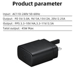 M135 45W USB-C / Type-C Port Fast Charger with 5A Type-C to Type-C Cable, UK Plug, UK Plug + Type-C Cable