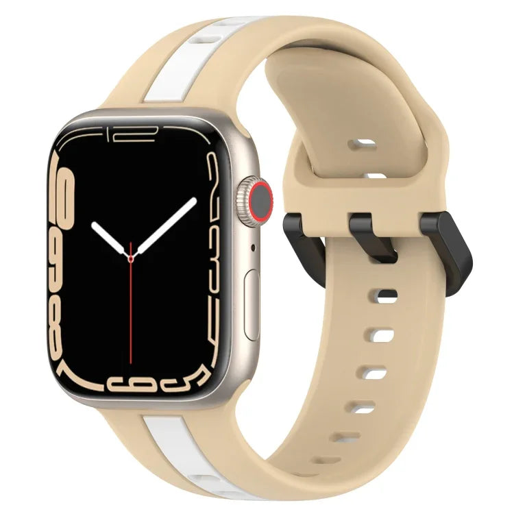 Two-Color Loop Buckle Silicone Watch Band, For Apple Watch Ultra 49mm, For Apple Watch Series 8&7 45mm, For Apple Watch Series 8&7 41mm