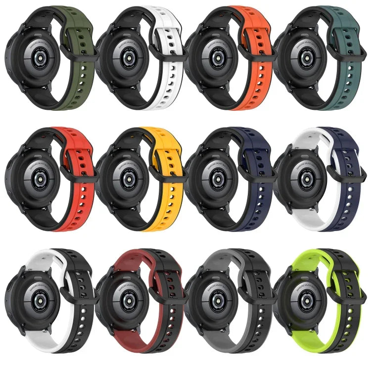 20mm Convex Loop Two-Color Silicone Watch Band, For Samsung Galaxy Watch 6 40mm, For Samsung Galaxy Watch 6 Classic 43mm