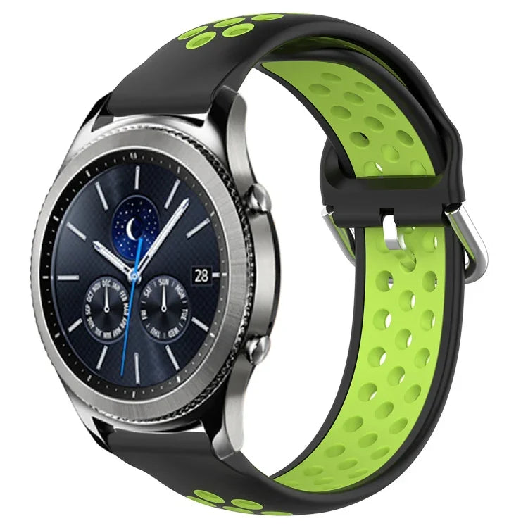 22mm Perforated Breathable Sports Silicone Watch Band, For Samsung Galaxy Watch3 45mm, For Samsung Gear S3 Classic, For Samsung Gear S3 Frontier