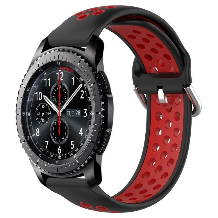 22mm Perforated Breathable Sports Silicone Watch Band, For Samsung Galaxy Watch3 45mm, For Samsung Gear S3 Classic, For Samsung Gear S3 Frontier