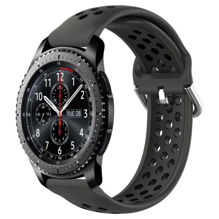 22mm Perforated Breathable Sports Silicone Watch Band, For Samsung Galaxy Watch3 45mm, For Samsung Gear S3 Classic, For Samsung Gear S3 Frontier