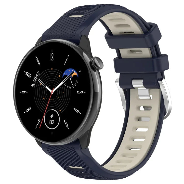 20mm Sports Two-Color Steel Buckle Silicone Watch Band, For Samsung Galaxy Watch 6 40mm, For Samsung Galaxy Watch 6 Classic 43mm