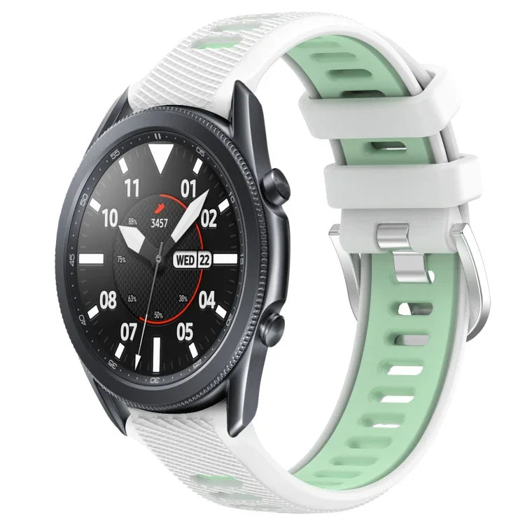 22mm Sports Two-Color Steel Buckle Silicone Watch Band, For Samsung Galaxy Watch3 45mm, For Samsung Galaxy Watch 46mm, For Samsung Gear S3 Classic, For Samsung Gear S3 Frontier
