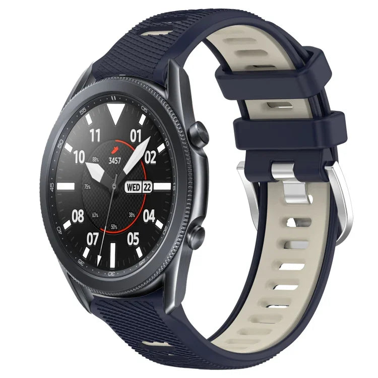 22mm Sports Two-Color Steel Buckle Silicone Watch Band, For Samsung Galaxy Watch3 45mm, For Samsung Galaxy Watch 46mm, For Samsung Gear S3 Classic, For Samsung Gear S3 Frontier