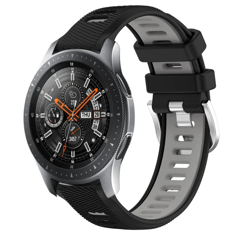 22mm Sports Two-Color Steel Buckle Silicone Watch Band, For Samsung Galaxy Watch3 45mm, For Samsung Galaxy Watch 46mm, For Samsung Gear S3 Classic, For Samsung Gear S3 Frontier
