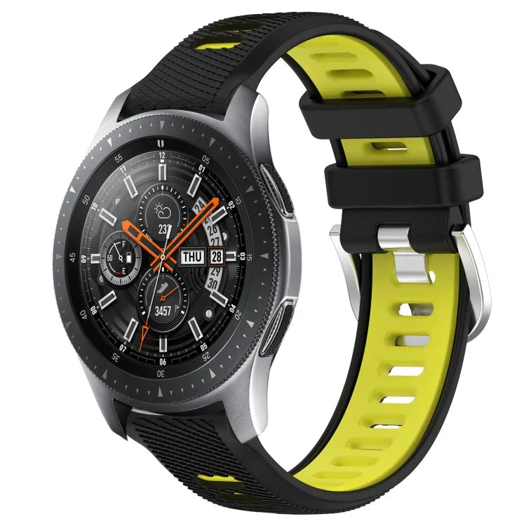 22mm Sports Two-Color Steel Buckle Silicone Watch Band, For Samsung Galaxy Watch3 45mm, For Samsung Galaxy Watch 46mm, For Samsung Gear S3 Classic, For Samsung Gear S3 Frontier