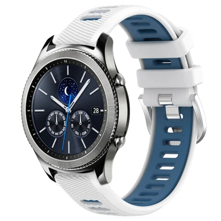 22mm Sports Two-Color Steel Buckle Silicone Watch Band, For Samsung Galaxy Watch3 45mm, For Samsung Galaxy Watch 46mm, For Samsung Gear S3 Classic, For Samsung Gear S3 Frontier