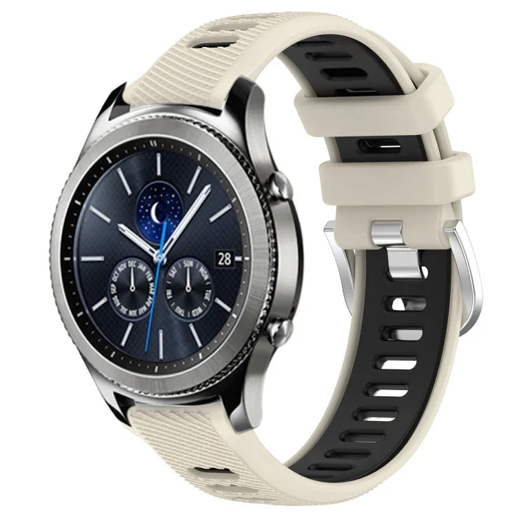 22mm Sports Two-Color Steel Buckle Silicone Watch Band, For Samsung Galaxy Watch3 45mm, For Samsung Galaxy Watch 46mm, For Samsung Gear S3 Classic, For Samsung Gear S3 Frontier