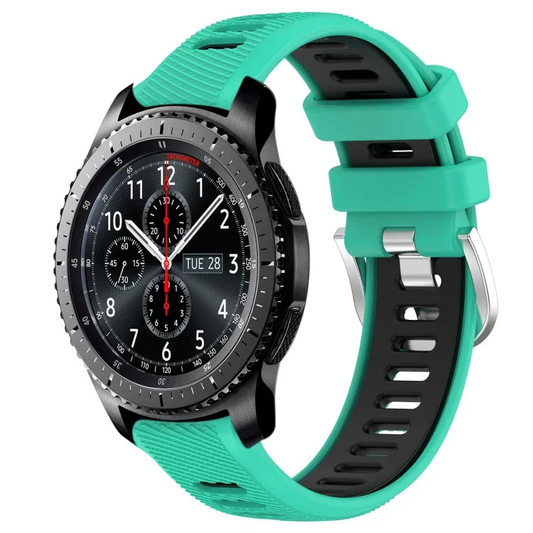 22mm Sports Two-Color Steel Buckle Silicone Watch Band, For Samsung Galaxy Watch3 45mm, For Samsung Galaxy Watch 46mm, For Samsung Gear S3 Classic, For Samsung Gear S3 Frontier