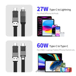 ENKAY ENK-CB134 4-in-1 60W USB-A / Type-C to 8 Pin / Type-C Nylon Braided Magnetic Fast Charging Data Cable, 0.15m, 1.2m